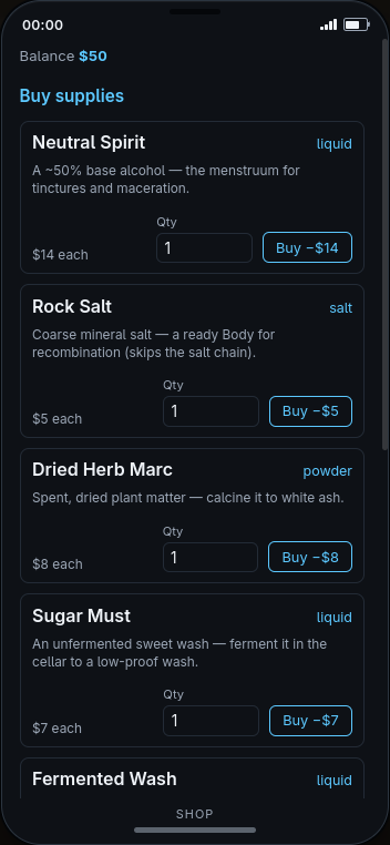 The in-game phone shop