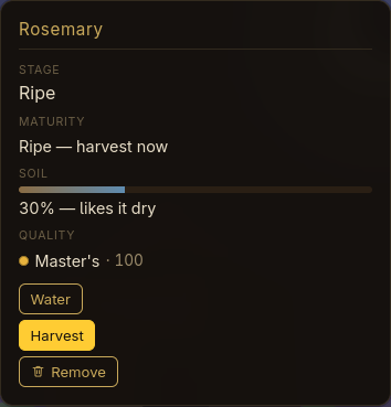 Tending a plant in the garden