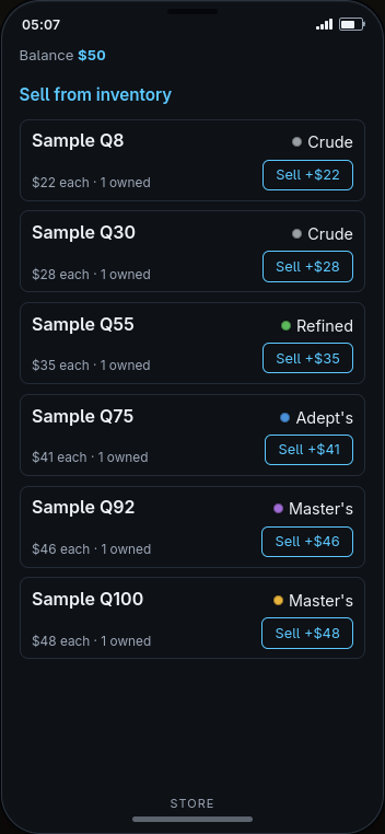 The quality grading ramp, from crude to flawless